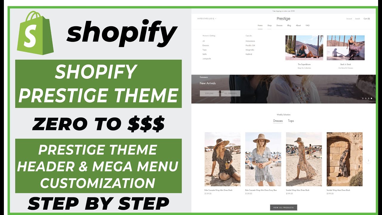 Shopify Prestige Theme Customization | Prestige Header Menu | Prestige ...