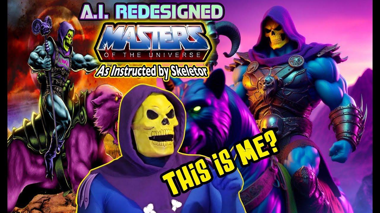 A.I. redesigned the Masters of the Universe Characters as described by Skeletor