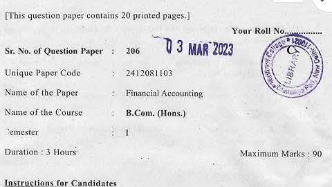 Financial accounting question paper 2023 bcom hons Delhi University please subscribe 🙏🙏