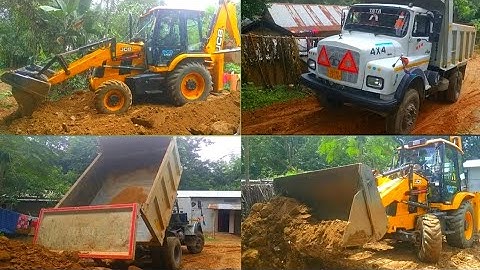 JCB Backhoe Loading Soil in Dump Truck || Tata Tipper Unloading Soil For Making Panchayat Bhawan