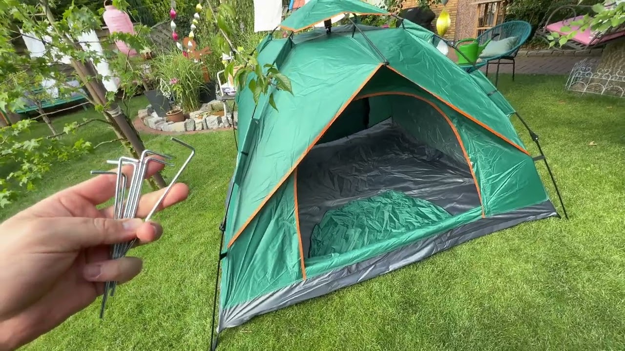 Newfulam 2-4 Pers. Waterproof Dome Tent with Doors, UV, Windproof unboxing and instructions