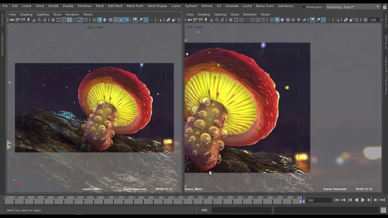 3D Mushroom (Rhodotus Palmatus) Scene Demo