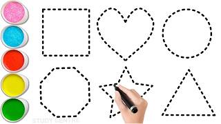 Shapes Drawing For Kids, Learn 2D Shapes, Colors For Toddlers Preschool Learning Part - 1884