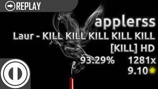[osu!taiko] applerss | Laur - KILL KILL KILL KILL KILL [KILL] HD 93.29% 1281x 4x miss 9.1* #1
