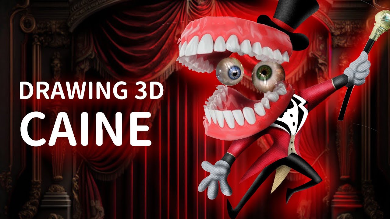 Drawing 3D CAINE From The Amazing Digital Circus - YouTube