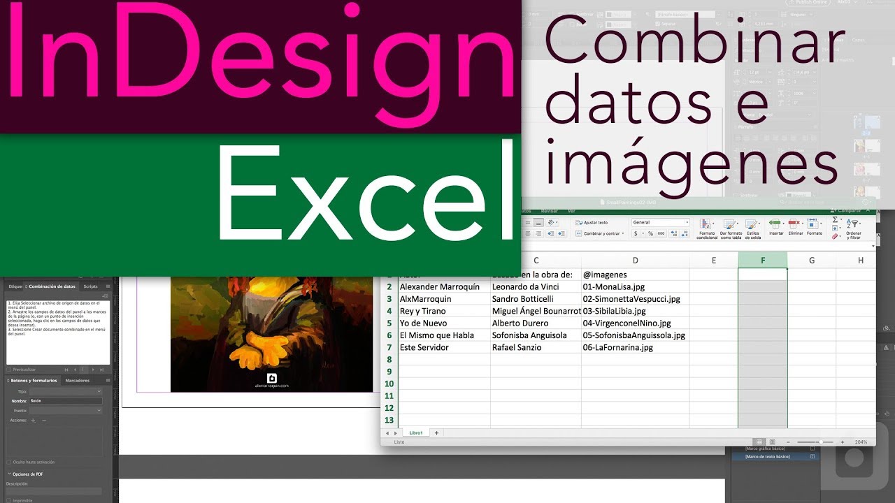 Combinar tabla de datos e imágenes con InDesign y Excel - YouTube