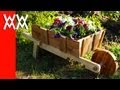 Make a rustic wheelbarrow garden planter. Easy DIY weekend project.