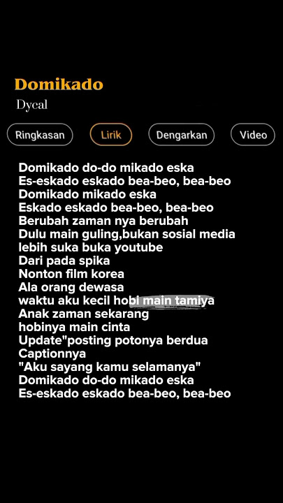 Lirik Lagu Domikado-dycal