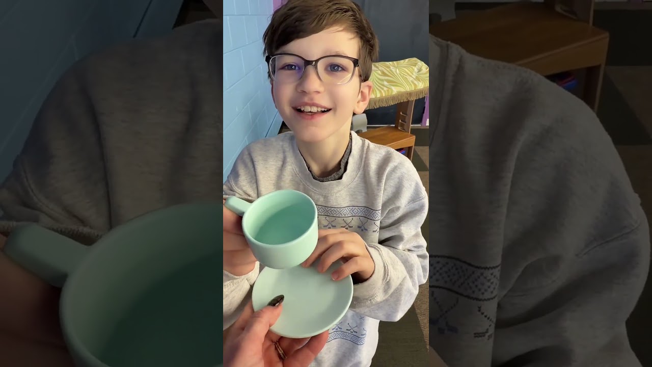 AJ found some new toys in the playroom! 