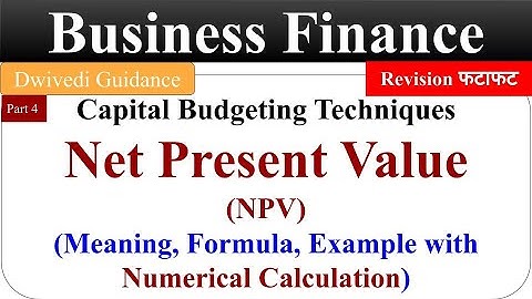 NPV Method, Net present Value method in hindi, Capital budgeting techniques, business finance bcom