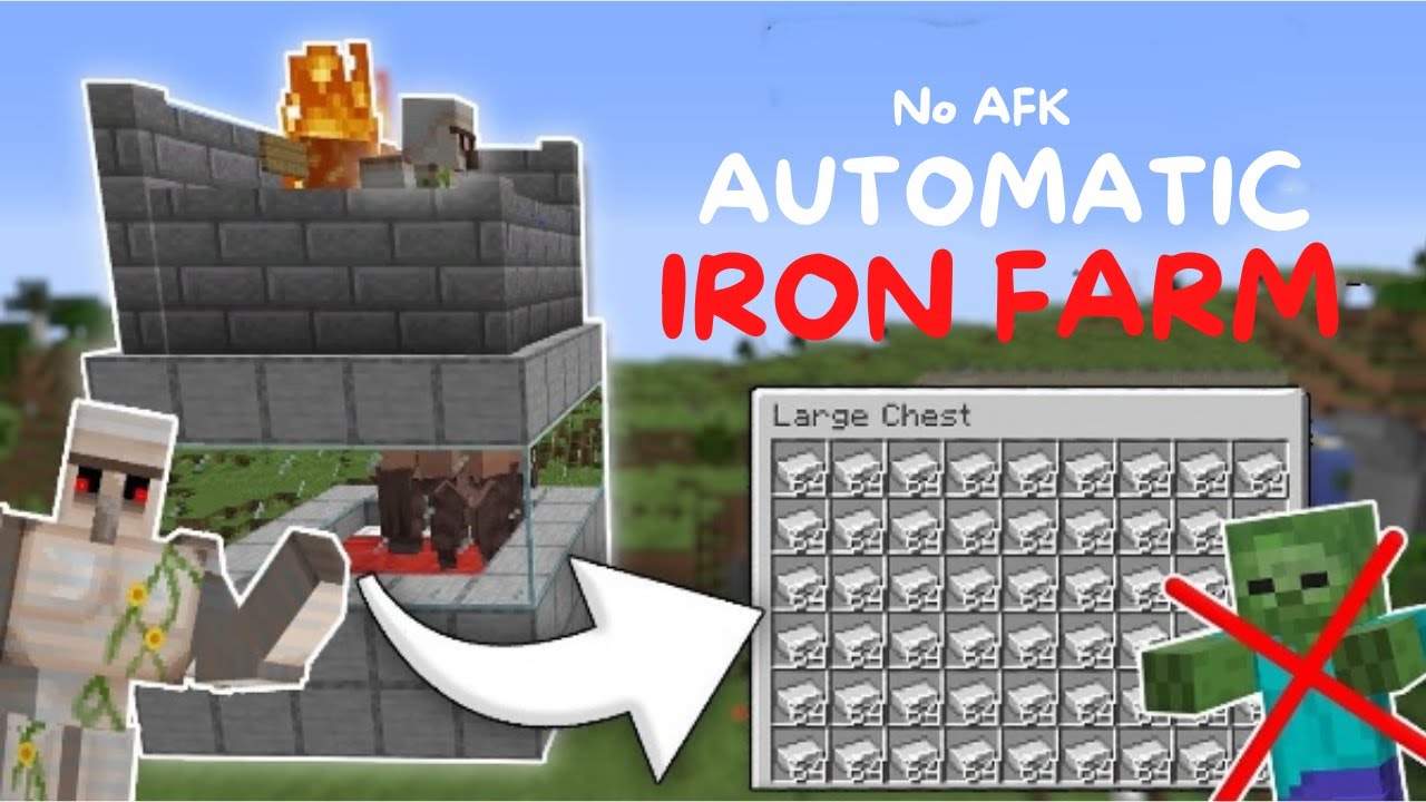 How To Make No AFK Iron Farm Easy 1.18 Iron Farm YouTube