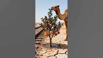Camel saved the orange tree from defying up by watering it #ai #save #animals #camel #trending