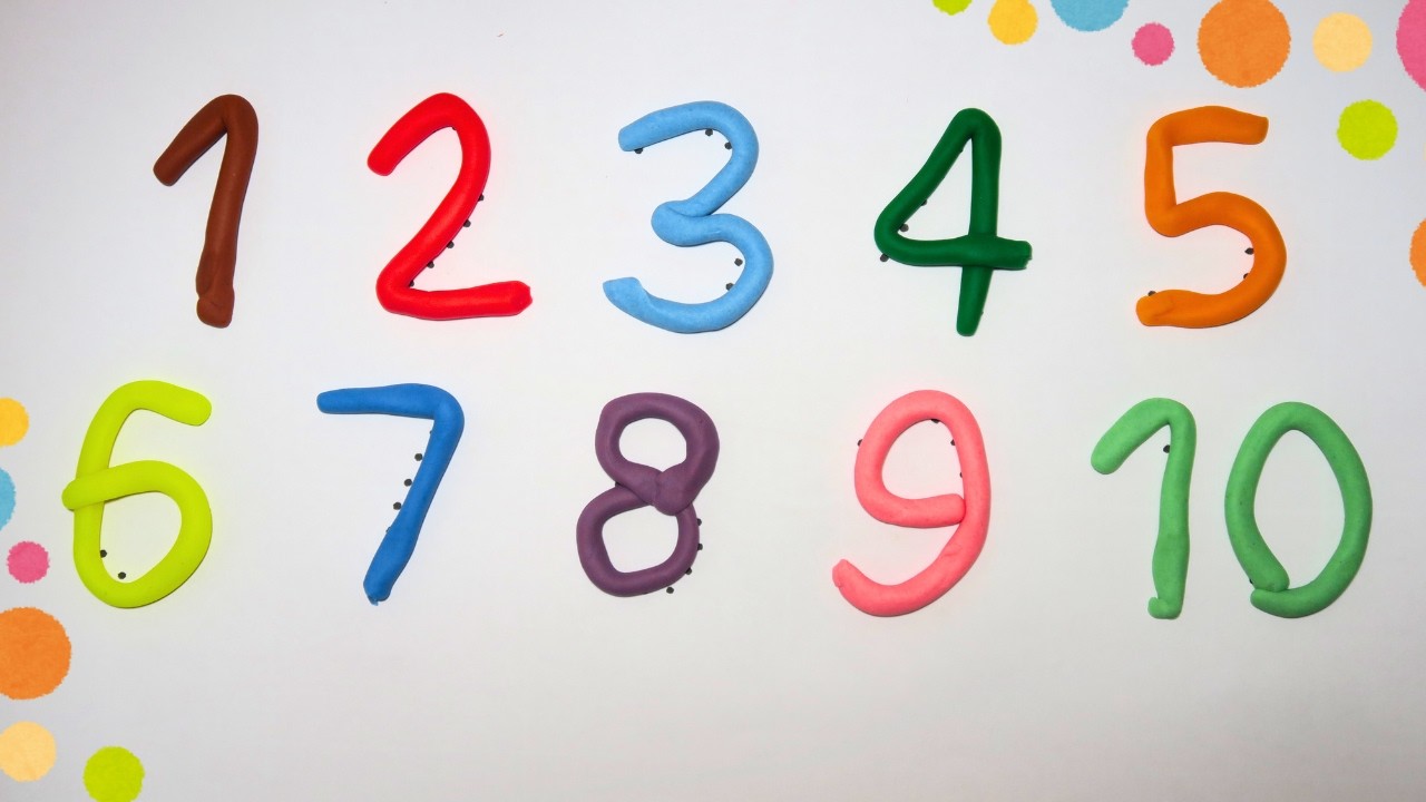 Colors and numbers in playdough for children - 1,2,3,4,5,6,7,8,9,10.