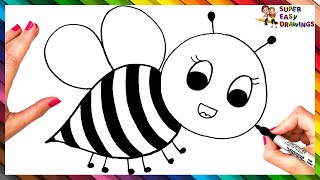 How To Draw A Bee Step By Step Bee Drawing Easy