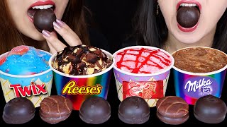 Asmr Orted Ice Cream Sundae Cups Crackly Chocolate Covered Marshmallows Soft Eating Sounds 먹방