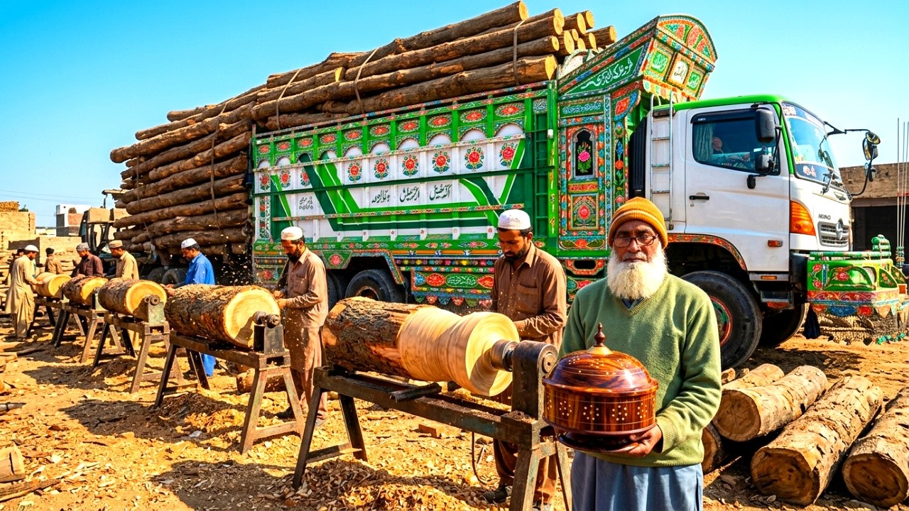 How Pakistani Craftsmen Turn WORTHLESS WOOD Into Beautiful WOODEN POTS