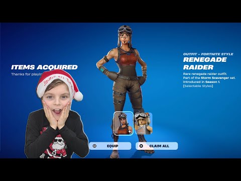 Giving My 11 Year Old Kid OG RARE Fortnite Skin RENEGADE RAIDER &amp; Aerial Assault Trooper Skin