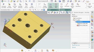 Siemens NX CAM tutorial creating CNC program for DRILL operation on workpiece