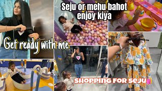 Shopping for seju 🛍️ dono bacho ko lekar gayi kids playarea ❤️ get ready with me 💄