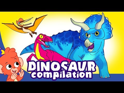 เรียนรู้ไดโนเสาร์สำหรับเด็ก | น่ารักและน่ากลัวการ์ตูนไดโนเสาร์ | T-Rex Triceratops | คลับ Baboo