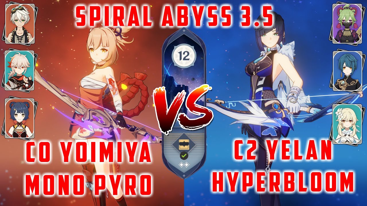 Ёимия Mono Pyro & Е Лань Hyperbloom | F2P Spiral Abyss 3.5 Floor 12 9 Stars Genshin Impact