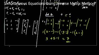 Solving Simultaneous Equations in Three Unknowns Using Inverse Matrix Method