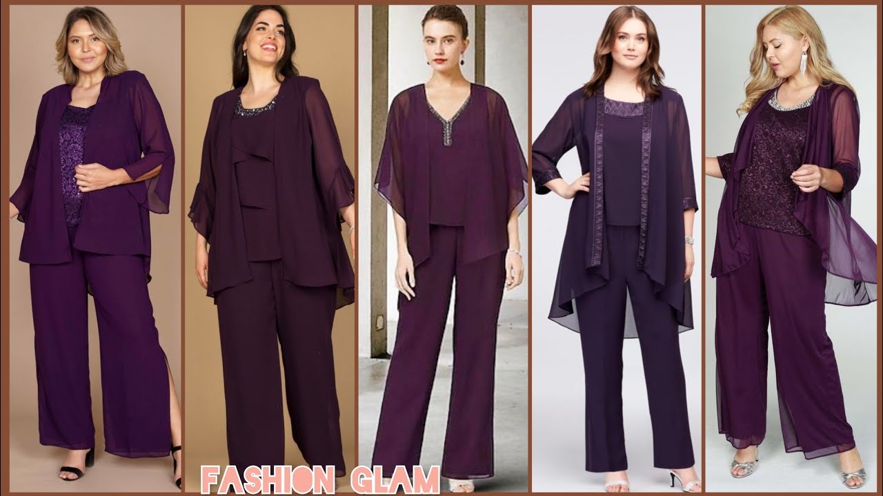 Elegant Two Piece Plus Size Mother Of The Bride Pant Suits Styles