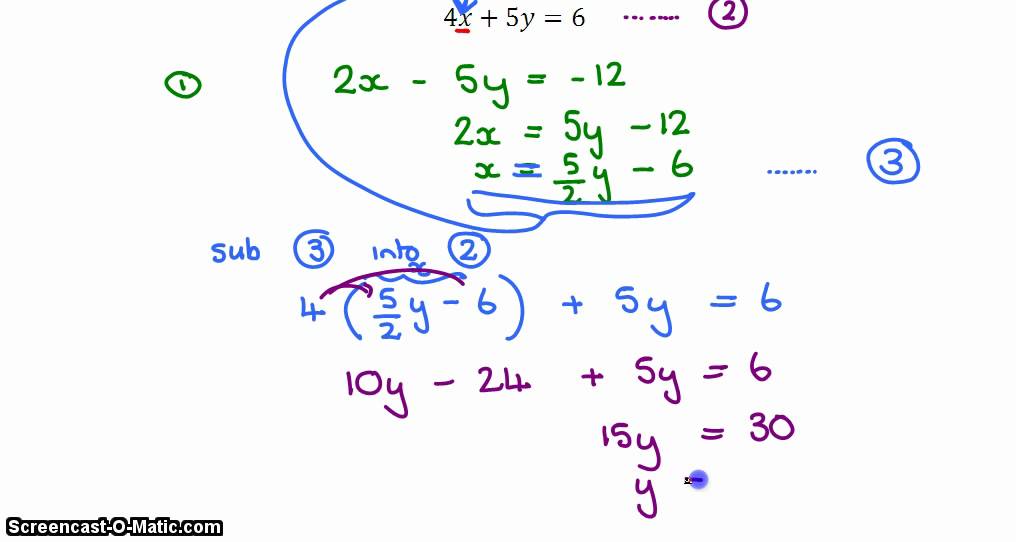 Simultaneous Equations Grade 10 Worksheet