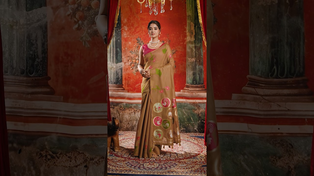 Brown Jacquard Weaving Saree – Khadi Cotton Festive Wear