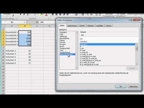 Excel 2010 - Zahlen als Quadrat- und Kubikmeter formatieren