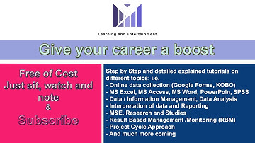 Learning Video Tutorials |MS Excel |Data Analysis | Monitoring Evaluation| M&E|Project Management