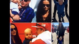 Kimi Räikkönen and Minttu Virtanen son Robin in the Paddock Barcelona Test 01 03 2016