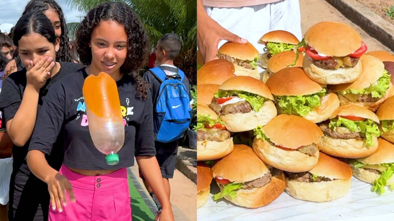 DESAFIO NA RUA: Acerte a Garrafa e Ganhe HAMBURGUER!