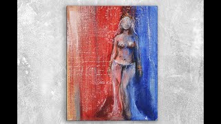 Abstract Figurative Painting in Acrylics/Relaxing MariArtHome