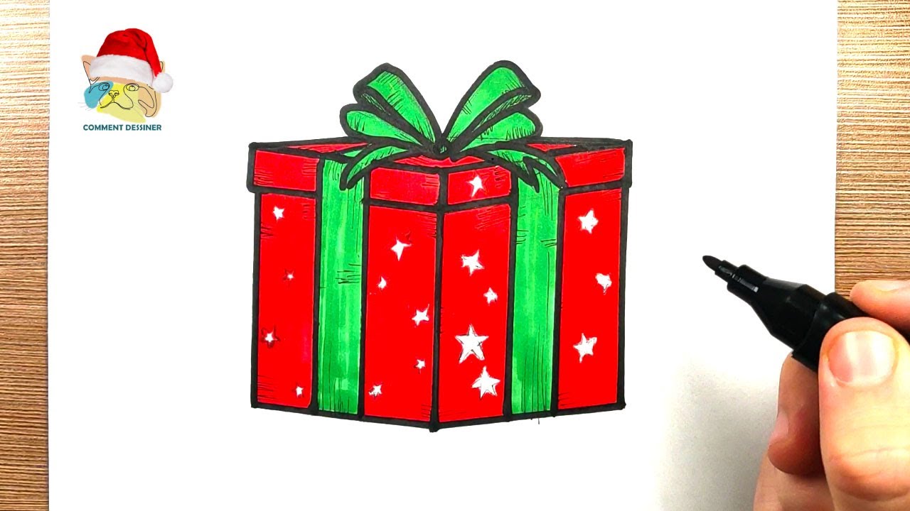 comment dessiner un cadeau de noël - YouTube