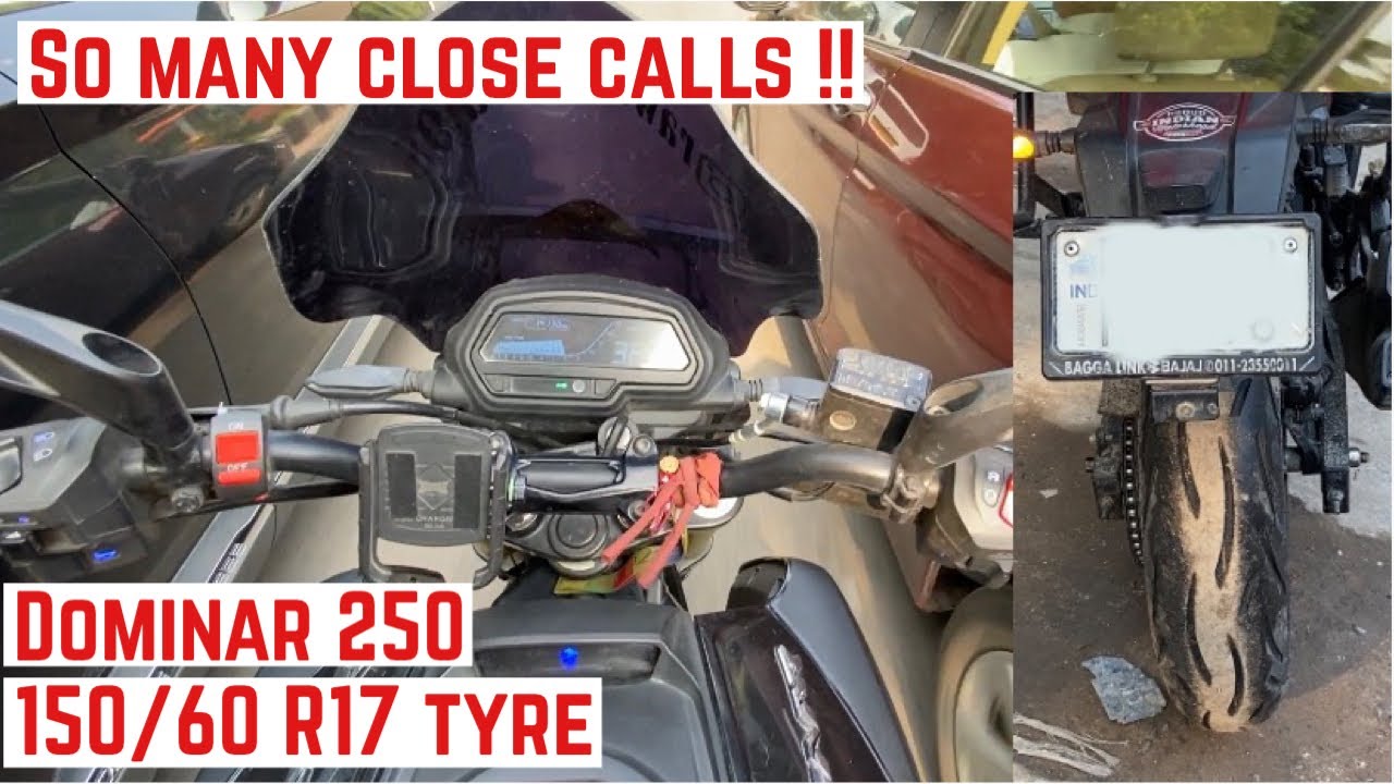 Dominar 250 wide tyre | Close calls on dominar 250 | ceat zoom rad x1 | 150 section tyre in dominar
