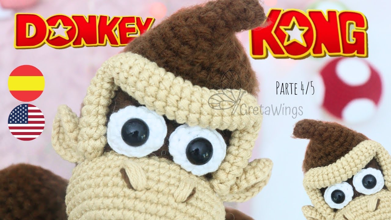 Como tejer a Donkey Kong Amigurumi | PARTE 4/5 | Subtitled 🇺🇸🇪🇸 GretaWings @gretawingsdiy