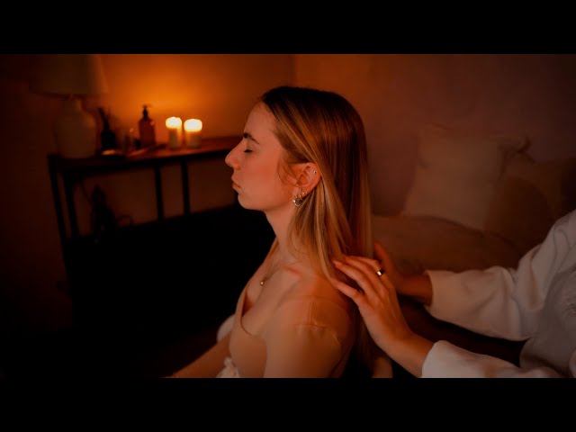ASMR whispered touch massage for deep sleep (with music option)