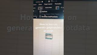 How to turn on generate getpivotdata on excel