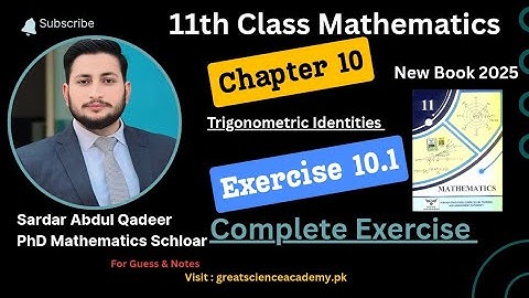 Class 11 Maths Chapter 10 | Exercise 10.1 New Maths 11th Class |  PACTTA syllabus 2025