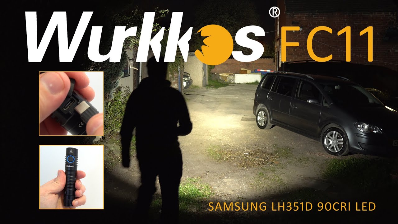 Wurkkos FC11C Mini LED-zaklamp, 519A LED, USB-oplaadbaar, extreem heldere zaklamp, 1300 lumen, groot bereik, tactische zaklamp, IP67, magnetische kampeerzaklamp, CRI 90, groen, 5000K
