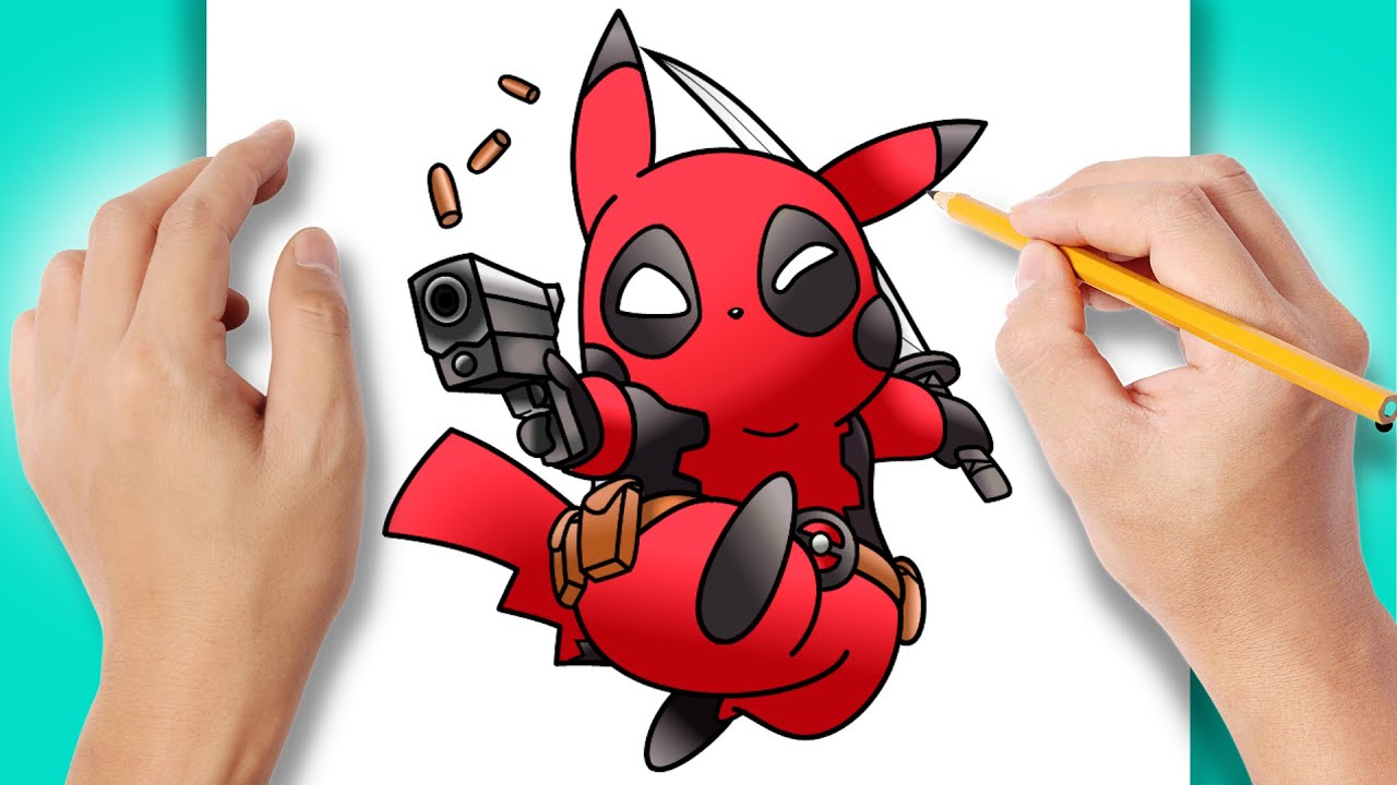 Como DESENHAR o PIKACHU ou DEADCHU DEADPOOL do POKEMON - Cómo DIBUJAR a ...