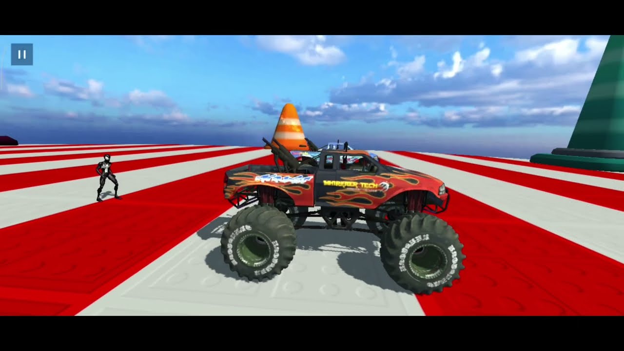 Monster Truck Mega Stunt Ramp Car Games - 5 LEVELS  Extreme Impossible  Car Stunts Driving Car Game