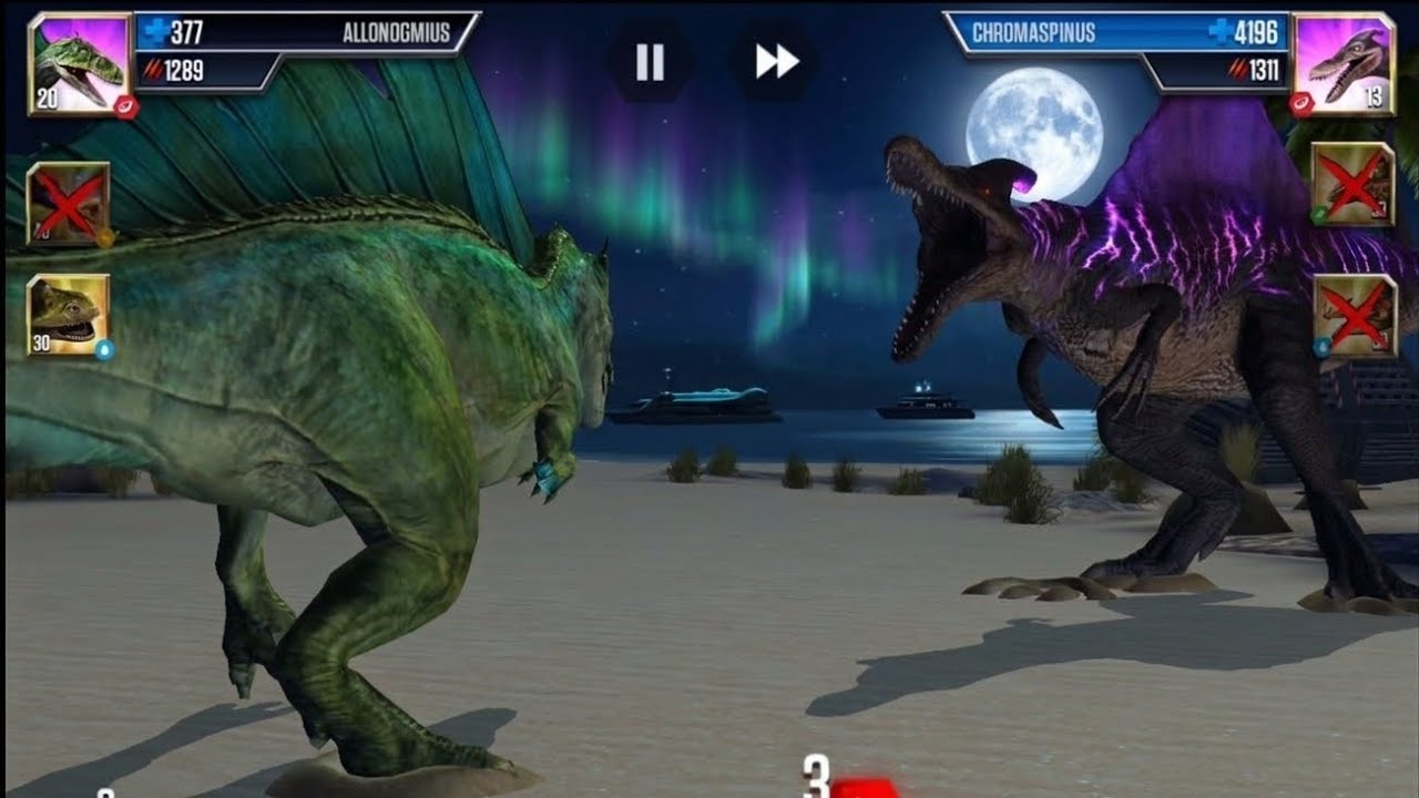 ALLONOGMIUS VS CHROMASPINUS AT FINAL ROAR ARENA - Jurassic World The Game 