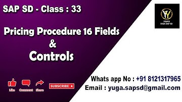 SAP SD-Class 33: Pricing procedure 16 fields and controls ---- Pricing part 3 || Your