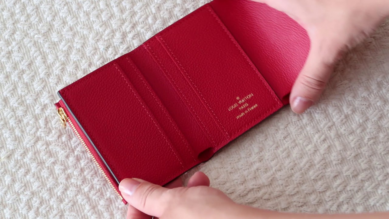 LV ZOÉ WALLET MONOGRAM EMPREINTE LEATHER SCARLET COLOR - YouTube