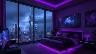 Rainy Dubai Gaming Room 🎮🌧️ | Ambient Chill Mix | Late Night Study & Relax | 3 Hours