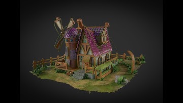 Autodesk Maya, Zbrush, Substance Painter Marmoset toolbag - Stylized House ( Concept Art)