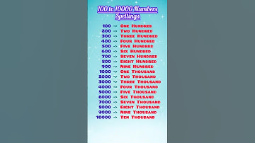 Numbers 100 to 10000 with Spelling | Learn Number Names in English #Shorts