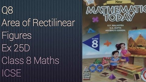 Q8 Ex 25D Areas of Rectilinear Figures | ICSE Math Class 8 | New Mathematics Today | O P Malhotra |